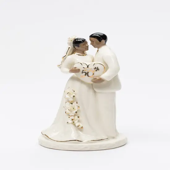 Ceramic African American 50th Anniversary Couple Cake Topper, Anniversary D&eacute;cor or Gift {2}