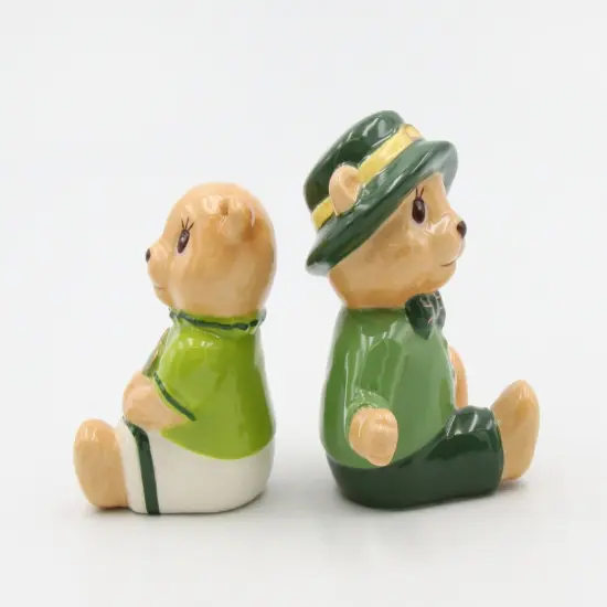 Ceramic Irish Teddy Bear Couple with Shamrock Salt and Pepper, Gift for Her, Gift for Mom, Kitchen D&eacute;cor, Irish Saint Patrick&rsquo;s Day D&eacute;cor {4}