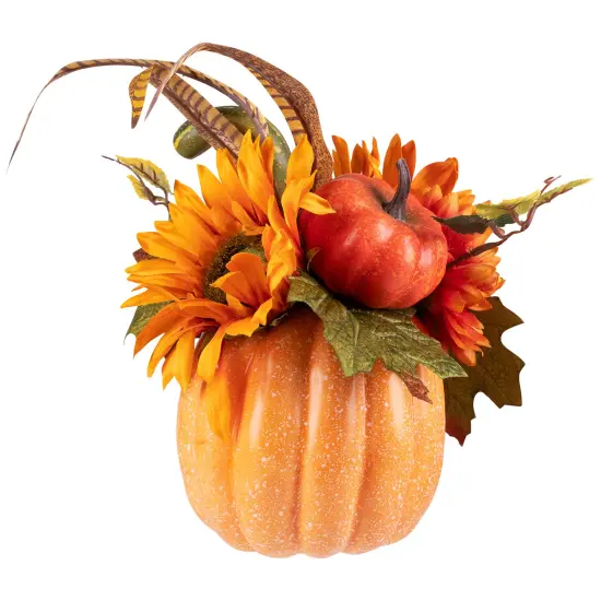 Northlight Sunflower and Gourds in Pumpkin Fall Harvest Decoration - 14.75" Orange {6}