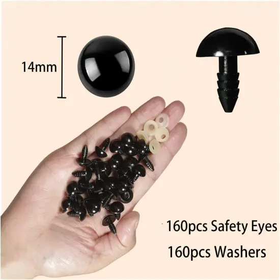 160pcs 14mm Black Plastic Safety Eyes {3}