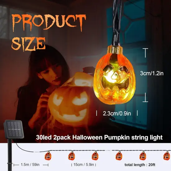 30 LED Pumpkin Lantern String Lights - 2PACK,PUMPKIN {3}