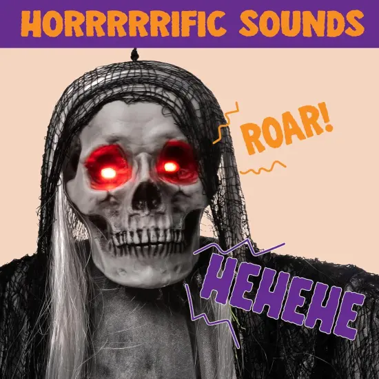 59&rdquo; Halloween Animated Hanging Grim Reaper Outdoor Decorations {4}