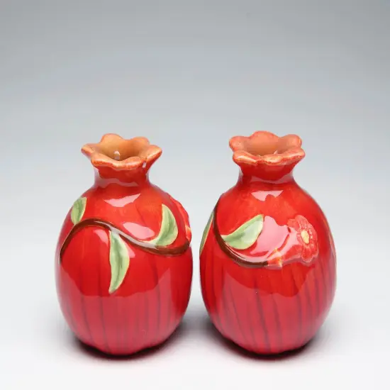 Hand Painted Ceramic Pomegranate Salt & Pepper Shakers, Home D&eacute;cor, Gift for Her, Gift for Mom, Kitchen D&eacute;cor, Farmhouse D&eacute;cor {3}