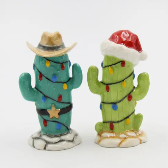 Ceramic Christmas Cactus Salt And Pepper Shakers, Home D&eacute;cor, Gift for Her, Gift for Mom, Kitchen D&eacute;cor, Christmas D&eacute;cor {3}