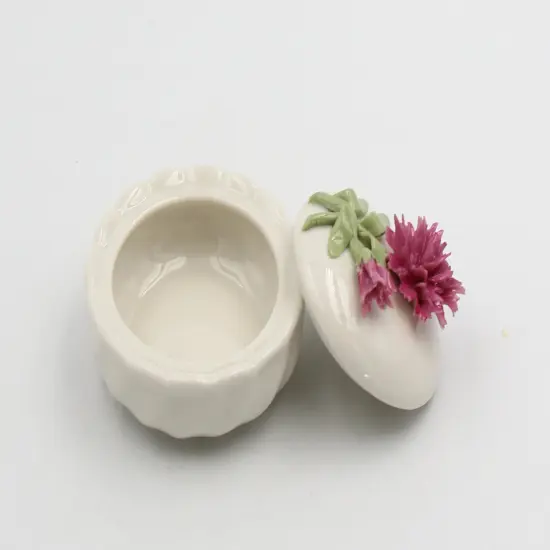 Ceramic Carnation Flower Jewelry Box, Home D&eacute;cor, Gift for Her, Gift for Mom, Vanity D&eacute;cor, Romantic D&eacute;cor {3}