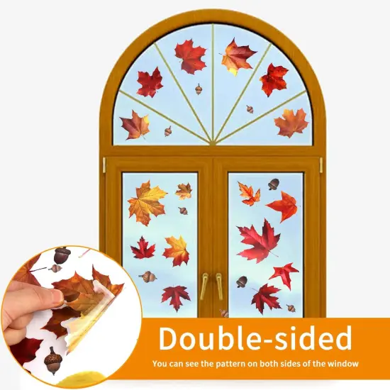 216pcs Maple Window Clings 6 Sheets Fall Leaves Assorted Maple Oak Leaves {5}