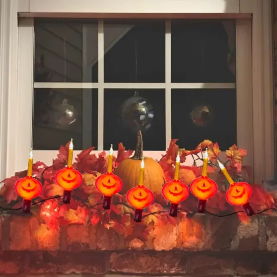 Orange Vintage Halloween String Lights - Jack O Lantern {2}