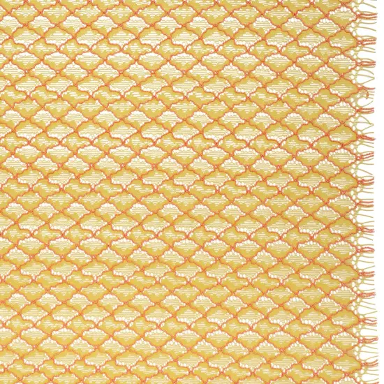 1 Yard Chartreuse Confetti Pink Corded Lace Fabric Diamond Lattice Eyelash Edge Sheer 50 Inch Width {2}