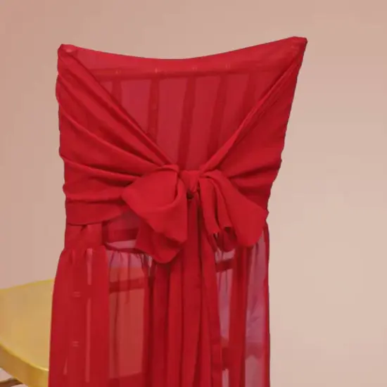 1 Piece Vibrant Apple Red Chiffon Chiavari Chair Cover with Sash Elegant Event Backdrop Accent {4}