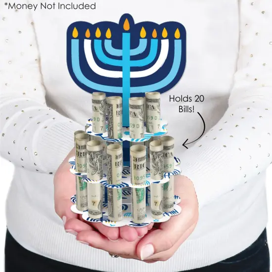 Big Dot of Happiness Hanukkah Menorah - DIY Chanukah Holiday Party Money Holder Gift - Cash Cake {3}