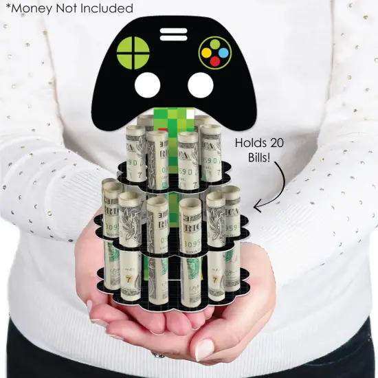 Big Dot of Happiness Game Zone - DIY Pixel Video Game Party or Birthday Party Money Holder Gift - Cash Cake {3}