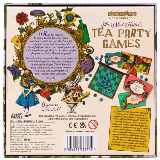 Professor Puzzle: The Mad Hatter's Tea Party Games - 6 Delightfully Whimsical Classic Games, A Wonderland Twist, Travel Drawstring Bag, Kids Ages 7+ {3}