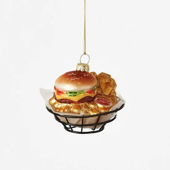 HAMBURGER BASKET WITH FRIES ORNAMENT {2}