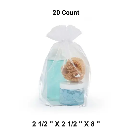 Cardboard Square Bottom Organza Bags 2 1/2 '' X 2 1/2 '' X 8 '' for Packaging White {1}