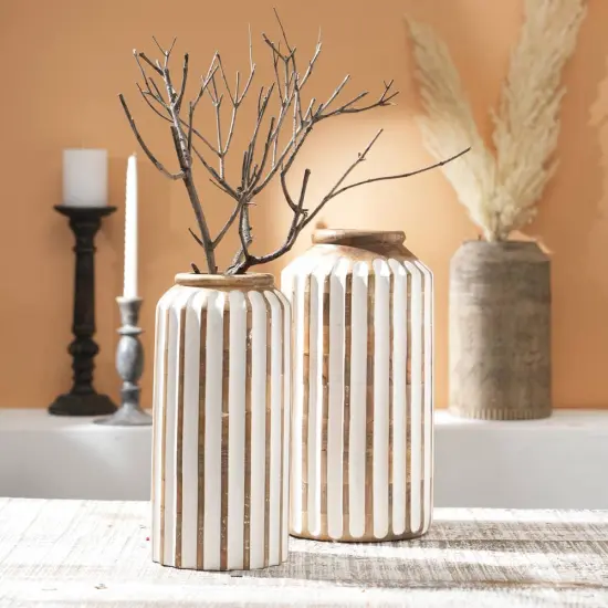 Handcrafted Decorative Wood Vase &ndash; Rustic Accent Vase for Shelf, Table, or Entryway Decor {6}