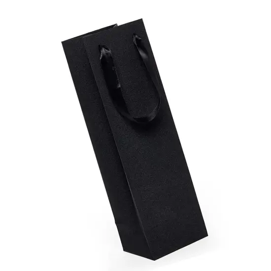 Glitter Grain Wine Euro Totes 4 1/8'' x 4 1/8'' x 14 1/4'' for Stylish Wine Gifts Black {4}