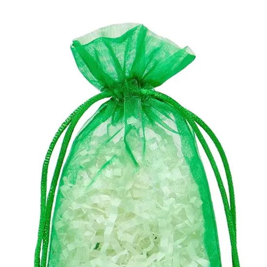 Flat Bottom Organza Bags 5 1/2 '' X 1 1/2 '' X 10 1/2 '' for Premium Gift Bags Emerald {4}