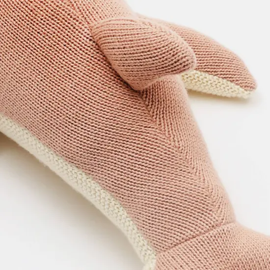 100% Handmade Cotton knitted Soft Dolphin Plush Toy peech powder {3}