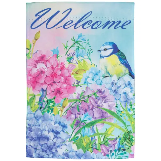 Northlight Blue and Purple Welcome Bird Outdoor House Flag 28" x 40" Green {3}