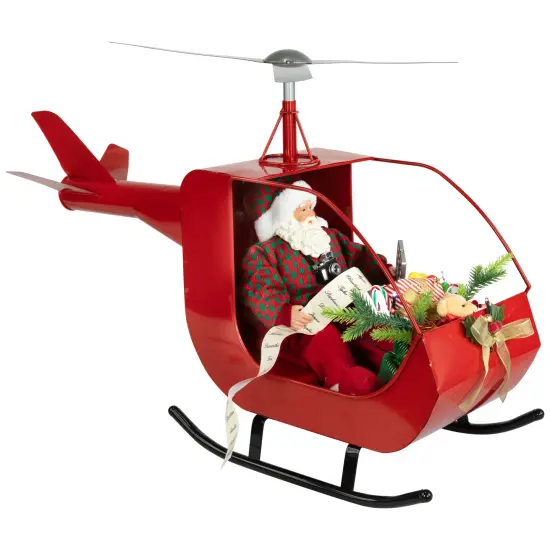 Northlight Lighted and Musical Santa Claus Helicopter Christmas Decoration - 31" Red {3}