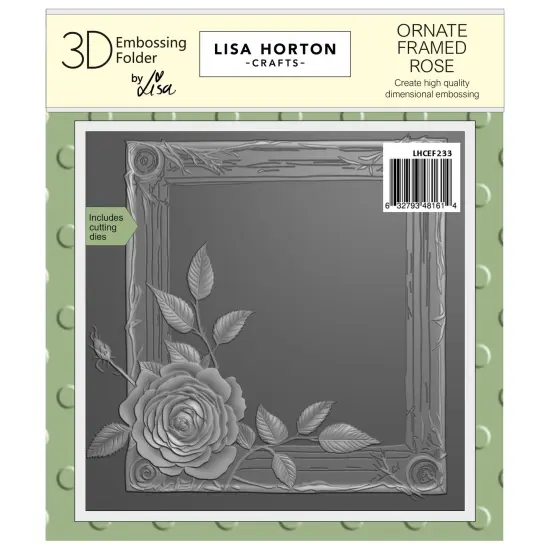Lisa Horton Crafts Embossing Folder And Die 5"X7"-Ornate Framed Rose {1}