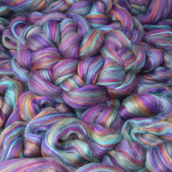 Designer Blend Superfine Merino and Stellina Top Roving. Fancy, Colorful, Exotic - Limited Edition. Fata Morgana {1}