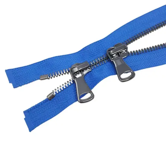 8MM Two Way Separating Open Bottom Zipper Royal Tape Gun Metal Teeth 36" {2}