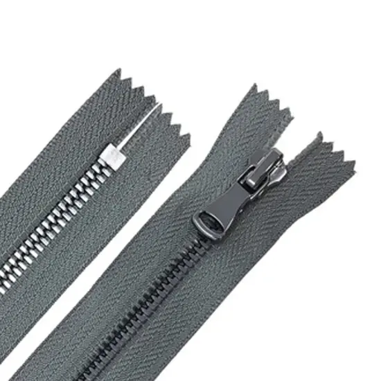 5MM One Way Non Separating Closed Bottom Zipper Gray Tape Gun Metal Teeth 7 Inches {1}