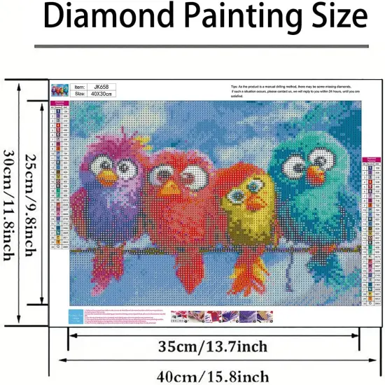 5D Diamond Painting Kit for Adults Beginners,DIY Colorful Bird Paint by Diamond Art Kits,Suitability Friends Full Round Drill Diamonds Dots Gem Art,Home Wall Decor 11.8x15.8 Inch {3}