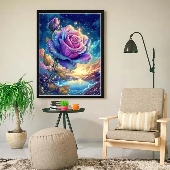 Rose Diamond Art Kits for Adults, Sunset Sky Diamond Painting Kits for Beginners, DIY 5D Full Drill Flowers Crystal Rhinestone Gem Art Craft Kits for Home Wall Decor 12X16 Inch {2}