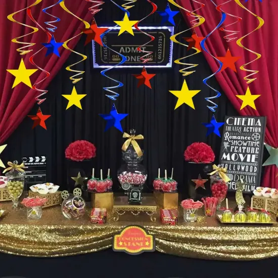 Red Blue Gold Star Hanging Swirl Party Decorations {3}