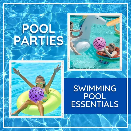 4E&rsquo;s Novelty 4 Pack Mermaid Beach Balls for Kids - Pool Float Toys & Mermaid Themed Birthday Party Decorations {5}