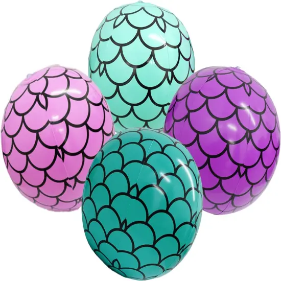 4E&rsquo;s Novelty 4 Pack Mermaid Beach Balls for Kids - Pool Float Toys & Mermaid Themed Birthday Party Decorations {1}