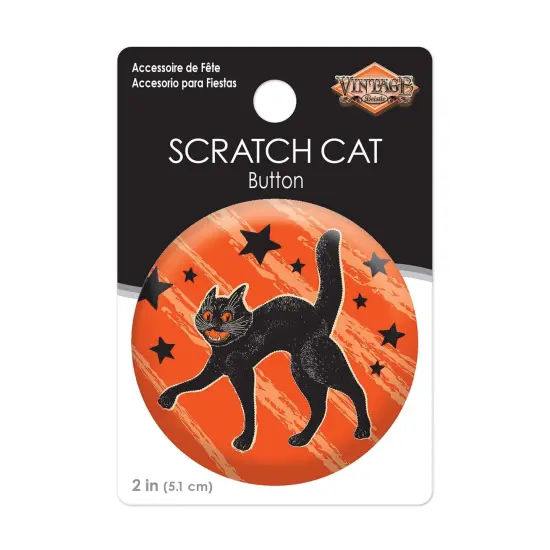 6 Pack Bulk Vintage Halloween Scratch Cat Button {3}