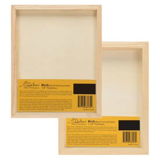 Da Vinci Pro Birch Wood Panel 1-5/8" Deep &ndash; Bundle of 4 Small Rectangular Panels - Fine Textured, Warp Resistant, Lightweight & Rigid &ndash;For Mounting Sanded Pastel or Watercolor Paper, Linen or Canvas {6}