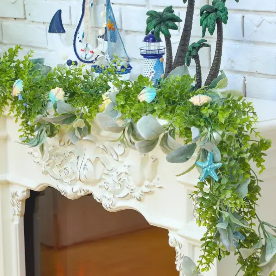 6 Ft Shell Garland Beach Mantel Swag Coastal Beach Decor Starfish Table Greenery Seashell Theme Centerpiece Starfish Mantel Garland for Spring Summer Home Dining Bedroom Doorway {1}