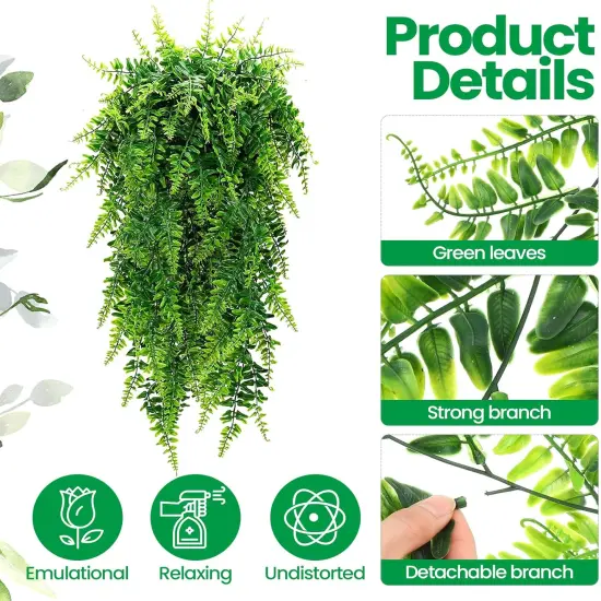 28 Pcs Artificial Hanging Plants 32 Inch Artificial Hanging Plants Plastic Fern Vine Fake Greenery Plant for House Wall Room Garden Wedding Garland Indoor Outdoor Decoration, No Baskets {3}
