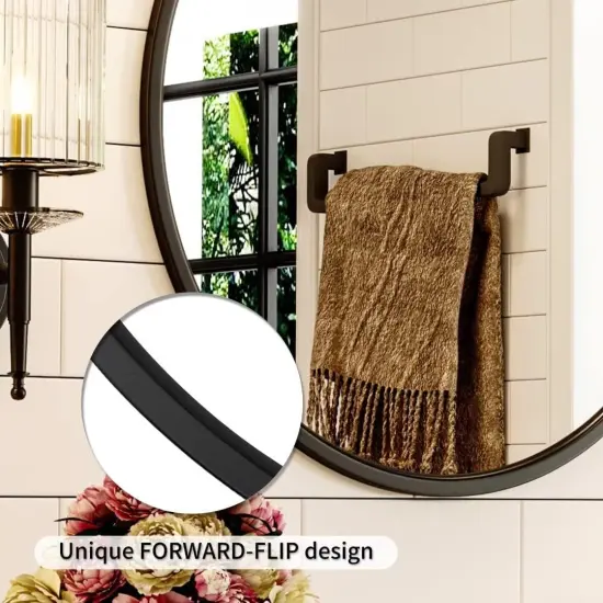 20'' Black Round Mirror, Circle Wall Mirror for Bathroom Vanity {4}
