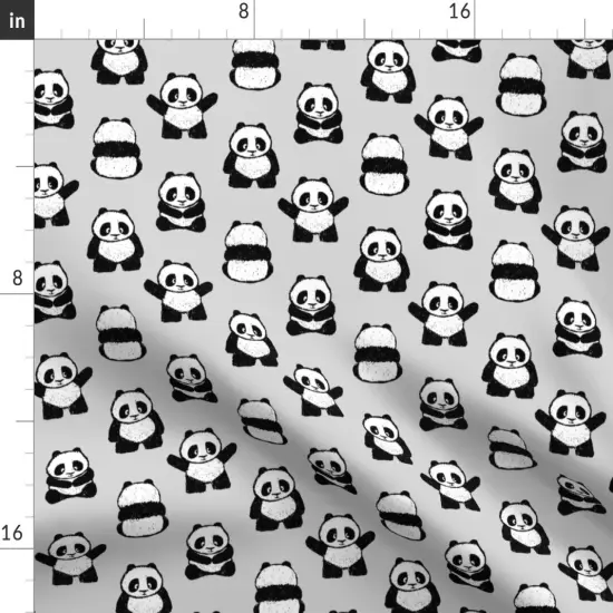Various Fabrics by the Yard or Fat Quarter Pandas Panda Black White Monochrome Cute Trendy Custom Printed Fabric by Spoonflower {2}