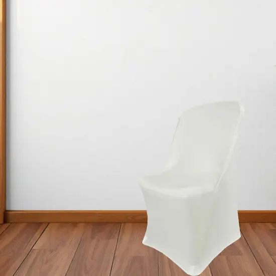1 Piece Ivory Stretch Slipcover for Lifetime Folding Chair Elegant Spandex Design {2}