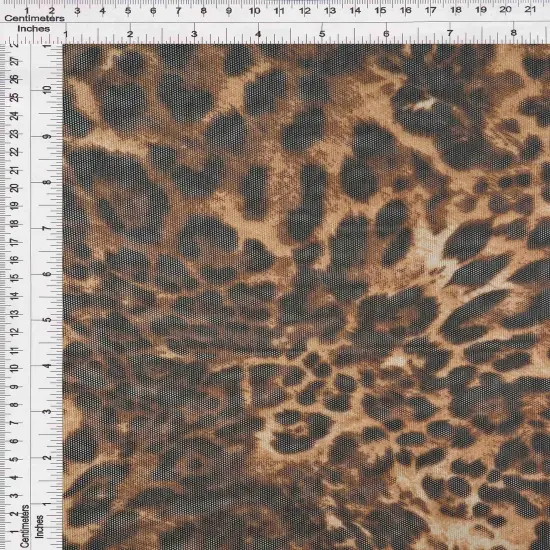 1 Yard Animal Print Mesh Fabric, 54&Prime; Wide Poly Spandex Blend MOCHA/BROWN {4}