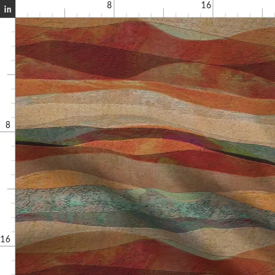 Various Fabrics by the Yard or Fat Quarter Abstract Landscape Travertine Look Sandstone Coral Orange Teal Green Turquoise Arizona Southwest Art Custom Printed Fabric by Spoonflower {2}