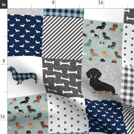 Various Fabrics by the Yard or Fat Quarter Dachshund Pet Quilt Dog Breed Silhouette Cheater Multi Dogs Wholecloth Weener Custom Printed Fabric by Spoonflower {2}