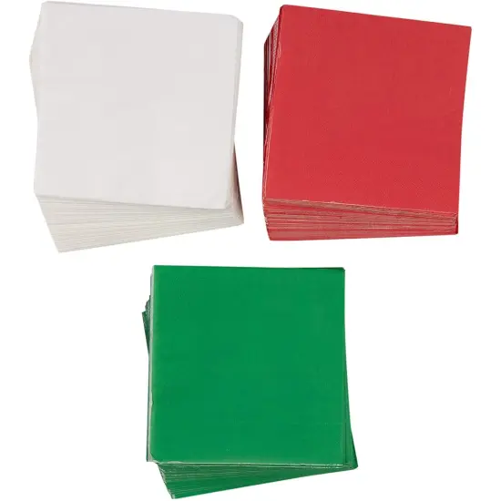 Christmas Party Decorations, Paper Napkins (Red, Green, White, 5 x 5 In, 210 Pack) {1}