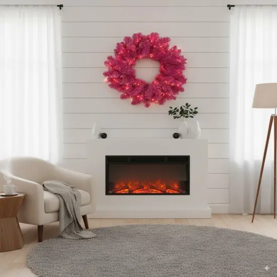 Perfect Holiday 24 inch Wreath Pink - Unlit {2}