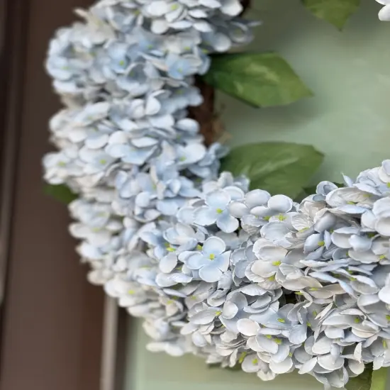 Capri Luxury Gray with blue shades Silk Hydrangea Wreath Flowers21'' UV Resistant, All-Season Beauty {4}