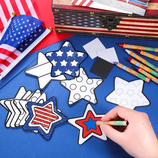 30 Pcs Star Patriotic Crafts Color Your Own {3}
