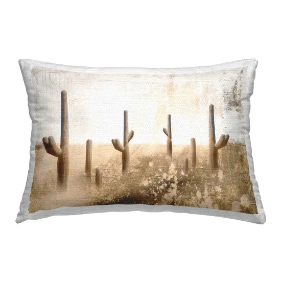 Rustic Weathered Cactus Design by Dan Meneely Outdoor Printed Pillow  {1}