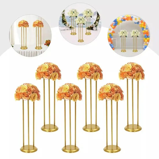 6 Pcs Columnar Gold Decorative Flower Stands Display Stand For Weddings 20*60cm {3}
