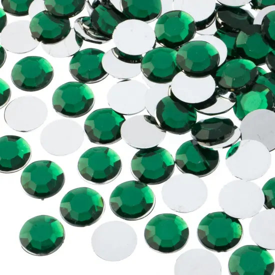 John Bead 12mm (SS50) Round Acrylic Flat Back Rhinestones, 400pcs Green {1}